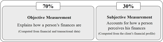 A layout compares objective measurement and subjective measurement in financial assessment.