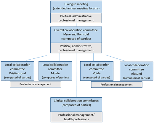 A model shows a hierarchical collaboration structure with county-wide, local, and clinical committees.