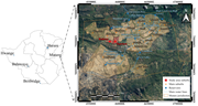 A satellite view identifies study area suburbs in Mutare, Zimbabwe, with surrounding suburbs, reservoirs, water lines, and jurisdiction.