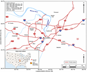 A map identifies the study area, priority routes, and reference information for the St. Louis metropolitan region.