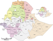 A map shows administrative regions and zones of Ethiopia with labelled districts and boundaries.