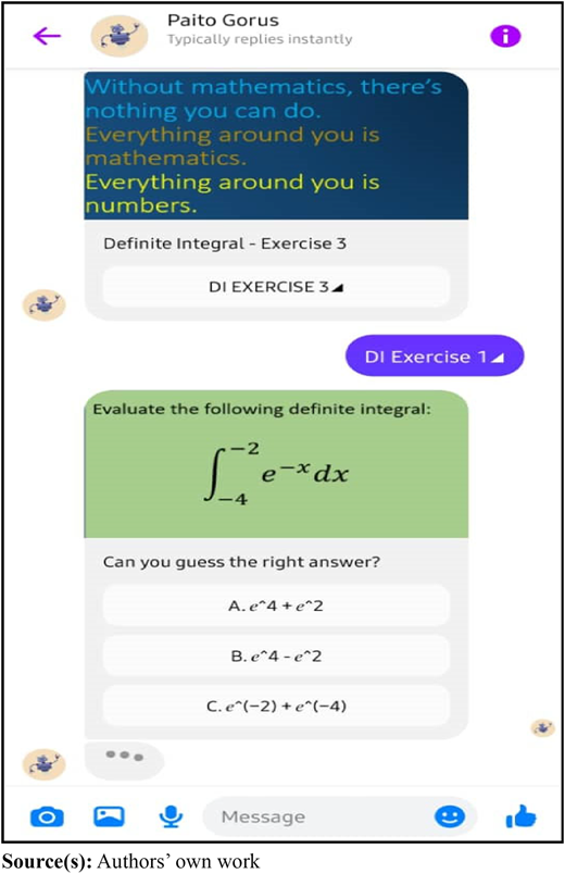 A chat interface with a mathematics exercise.