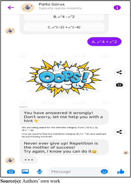 A screenshot of a chat conversation with a conversational agent named Paito Gorus, discussing a mathematical problem.
