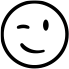 A winking face inside a circle.