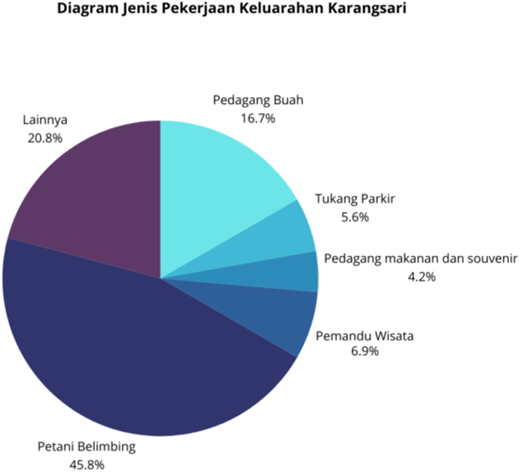 A pie chart shows the distribution of Community Work and its percentage shares.