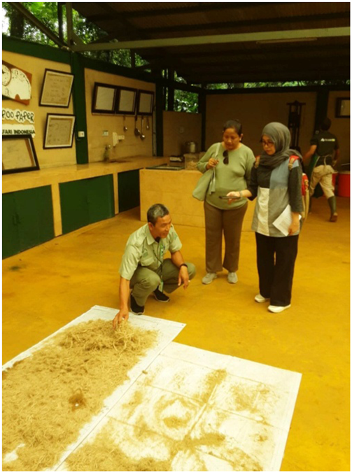A photograph shows the draining process of paper pulp.