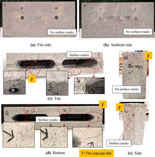A set of photos shows concrete blocks with visible cracks on some surfaces and no cracks on others.