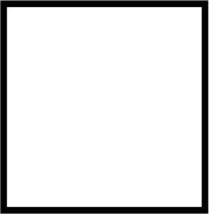 The image features a plain white rectangular area, enclosed by a solid black border. The interior lacks any content or markings, providing a stark contrast between the white filling and the black outline. This minimalist design emphasizes the empty space within the border, creating a simple yet impactful visual. The overall composition highlights the framing effect of the black border around the white area, focusing attention on the absence of detail.