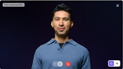 A Video call screen shows a man facing the camera, with 8 minutes 51 seconds remaining and call controls displayed.