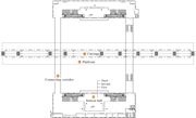 A station plan identifies measurement areas in the station hall, connecting corridor, platform, and carriage.