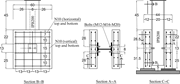 Three sectional drawings show the reinforced concrete and I P B 200 steel beam connection with bolts, reinforcement, supports, and dimensions.