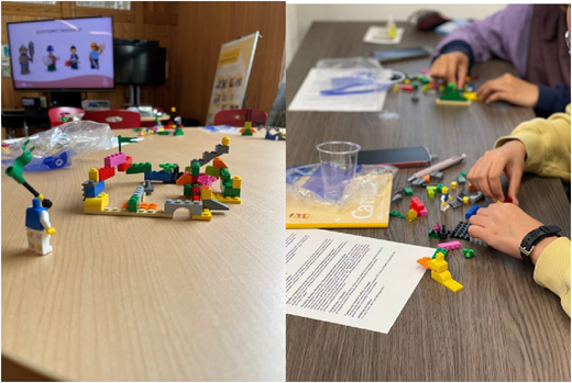 A photo shows Lego models and participants assembling pieces during a workshop in Wakayama, Japan.