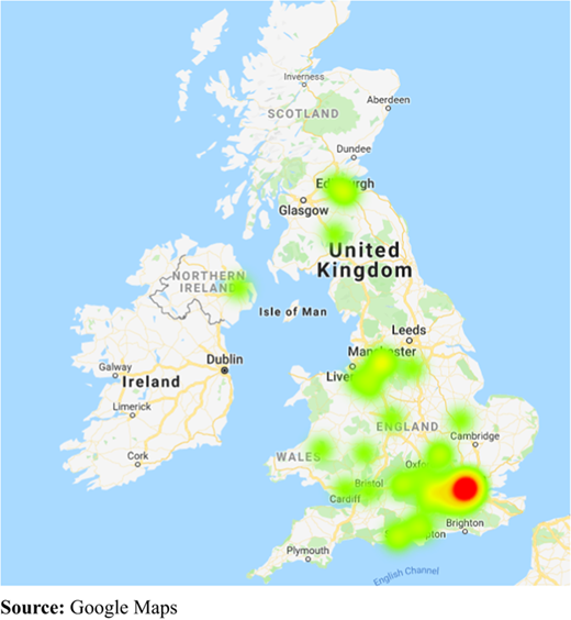 FinTech job distribution in the UK Refer to the image caption for details.
