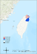 A map of Taiwan showing resilience indices of city areas.