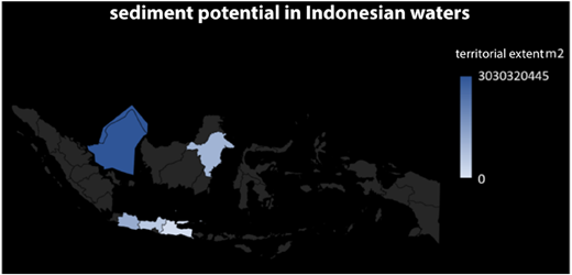 A map shows sediment potential in Indonesian waters with shaded regions.
