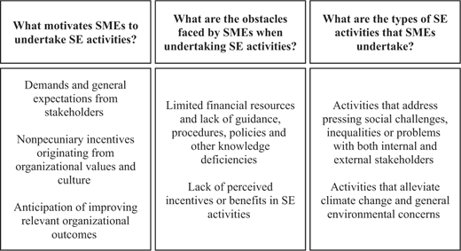 Social entrepreneurship in SMEs: Motivations, obstacles and types of activities Refer to the image caption for details.