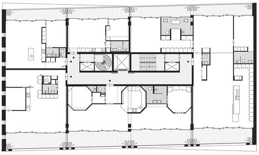 A diagram shows an apartment floor plan with a central stair and lift core and multiple dwelling layouts.
