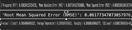 A textbox displaying statistical metrics and p-values.