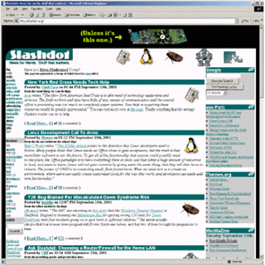A screenshot of the Slashdot website displayed in a web browser.