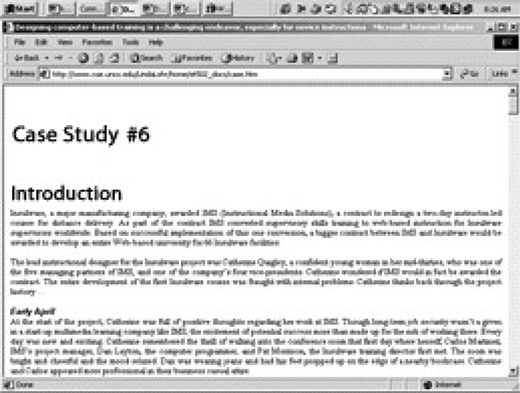 A web browser displaying Case Study #6 with a heading and introduction text in a simple online document layout.