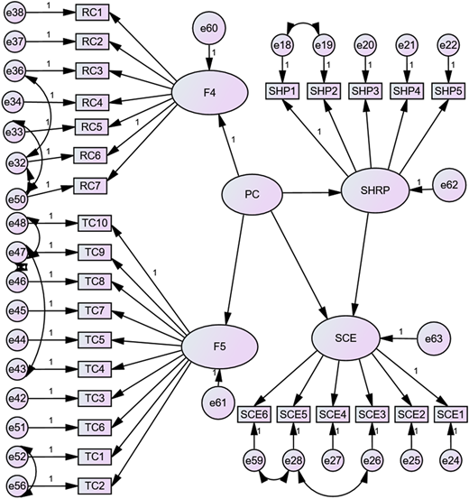 A diagram of the direct effect of PC on sustained collaborative efforts.