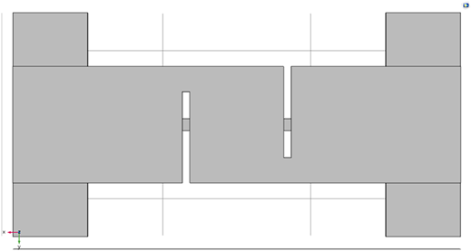 A gray double-slotted sensor with two central slots, shown from above.