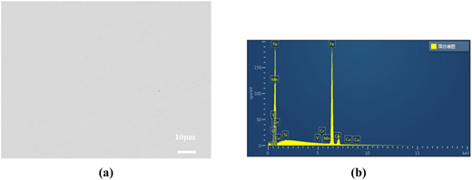 A two-panel figure shows a surface micrograph and an E D S elemental spectrum of the sample.