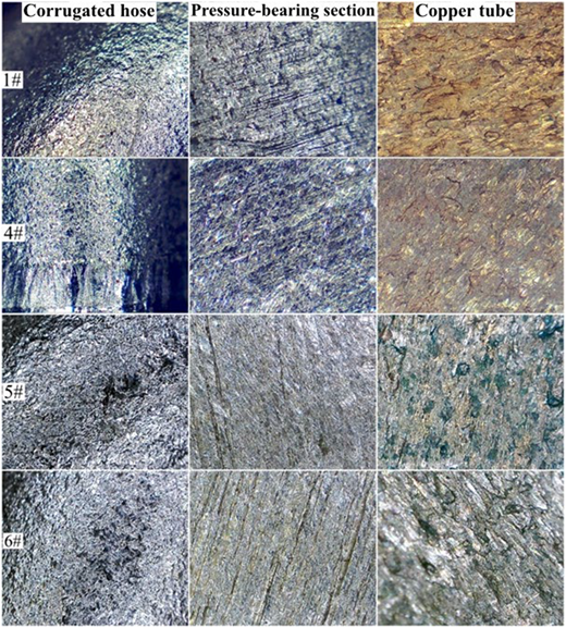 The image displays a set of microscopic images showing samples after 168 hours of air exposure.