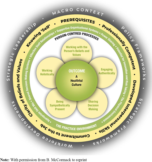 Person-centred practice framework Refer to the image caption for details.